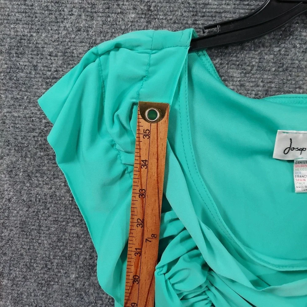 Joseph Ribkoff Dress Womens 2 Seafoam Sheath Ruched Flutter Sleeve Scoop Neck
